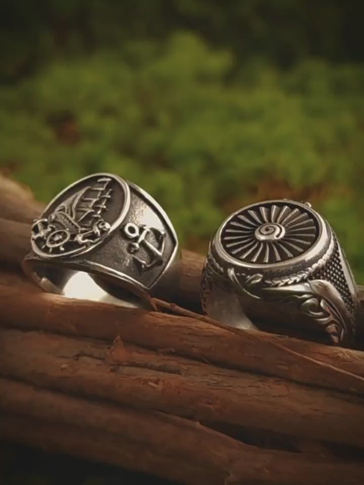 Langskip Viking Ship Ring – Nordic Pirate Titanium Steel Signet Ring