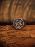 Royal Roman Knight Signet Ring – Vintage Stainless Steel Warrior Crest - Night Works
