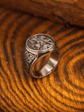 Royal Roman Knight Signet Ring – Vintage Stainless Steel Warrior Crest - Night Works