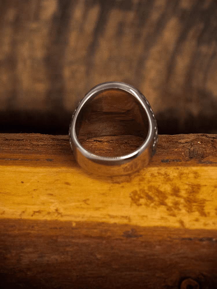 Royal Roman Knight Signet Ring – Vintage Stainless Steel Warrior Crest - Night Works