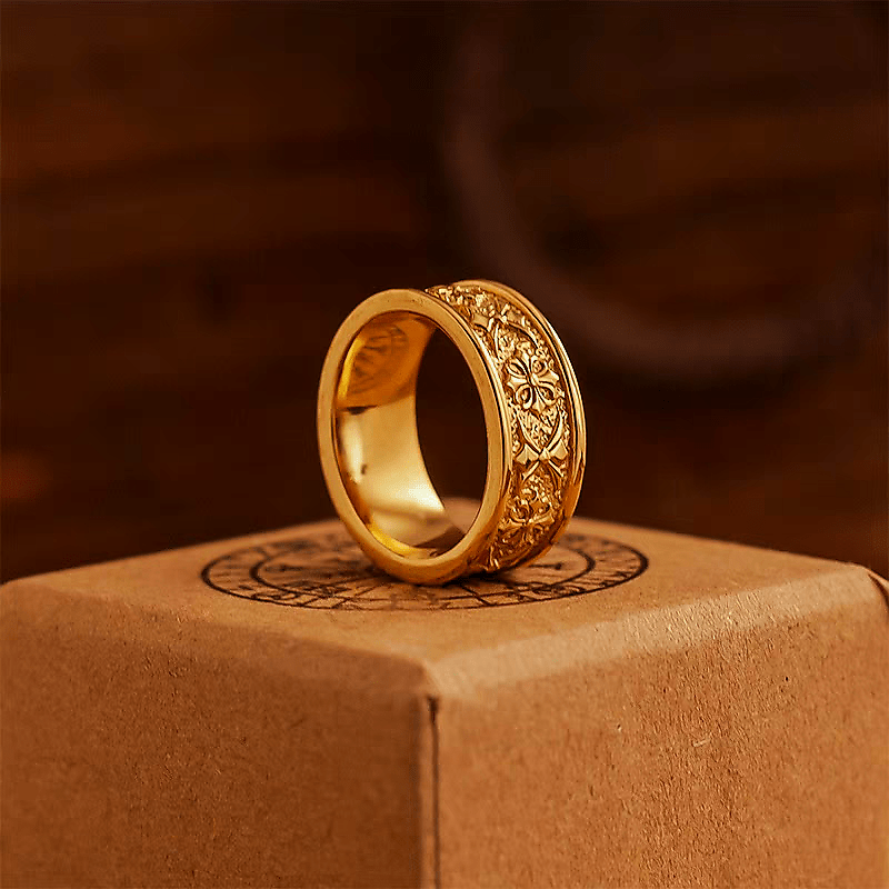 Rumor Cross Flower Ring – Vintage Carved Titanium Steel Band - Night Works