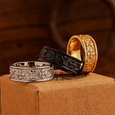 Rumor Cross Flower Ring – Vintage Carved Titanium Steel Band - Night Works