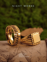 Rumor – European Renaissance Vintage Gold Small Square Ring - Night Works