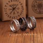 Runic Blessing Ring – Norse Rune Hollow Cut Stainless Steel Ring - Night Works