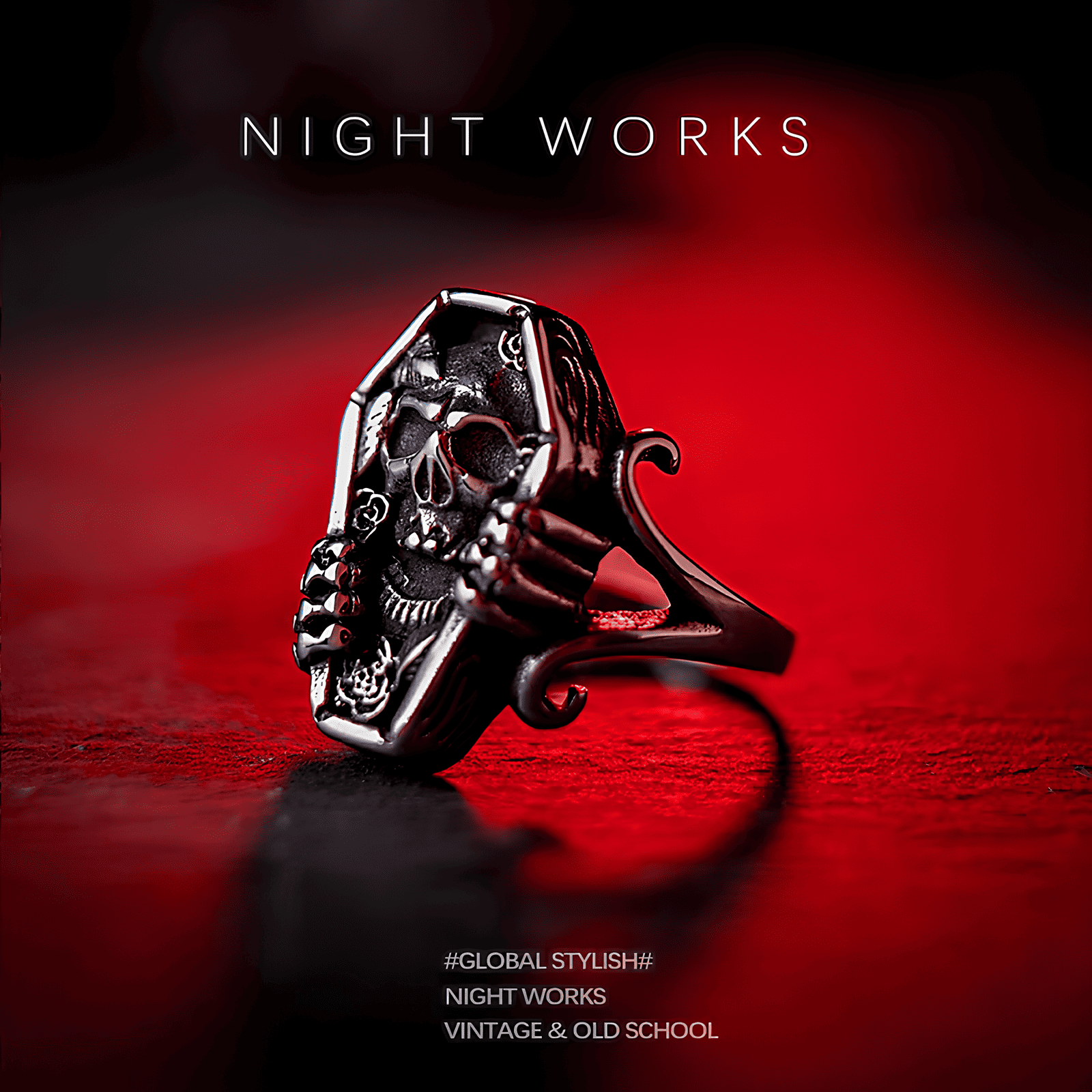 Skull Coffin Ring - Gothic Titanium Steel Jewelry - Night Works