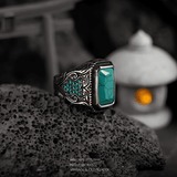 Sultan Mehmed II Ring – Medieval Turkish Vintage Carved Green Stone - Night Works