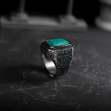 Sultan Mehmed II Ring – Medieval Turkish Vintage Carved Green Stone - Night Works