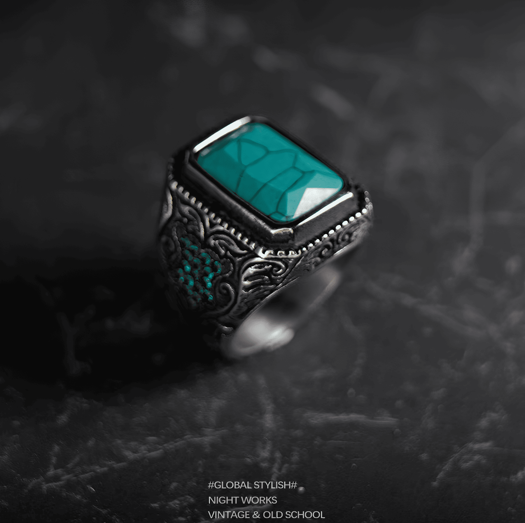 Sultan Mehmed II Ring – Medieval Turkish Vintage Carved Green Stone - Night Works