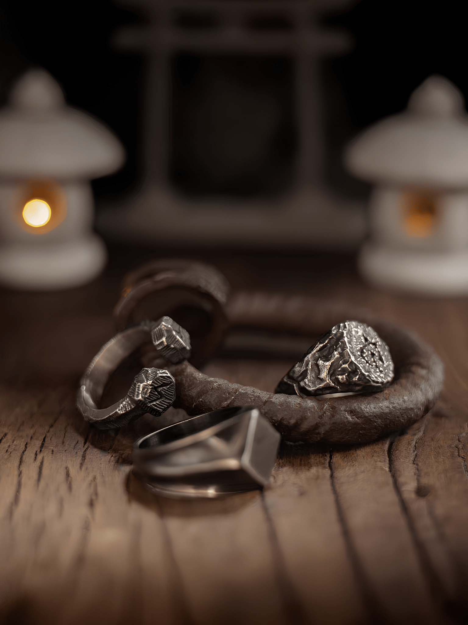 The Seal of Sauron Ring – Vintage Hammered Stainless Steel Signet - Night Works