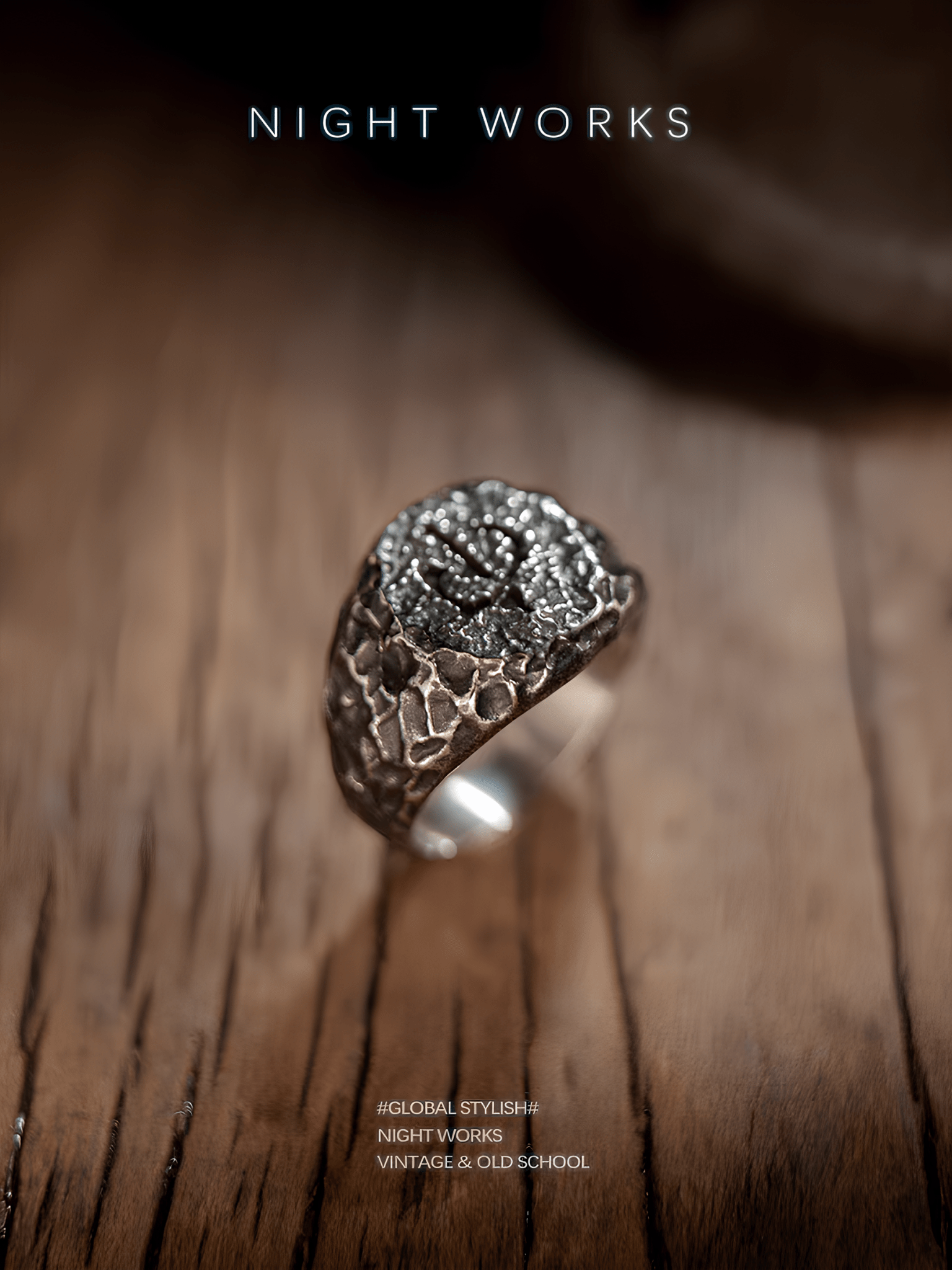The Seal of Sauron Ring – Vintage Hammered Stainless Steel Signet - Night Works