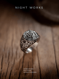 The Seal of Sauron Ring – Vintage Hammered Stainless Steel Signet - Night Works