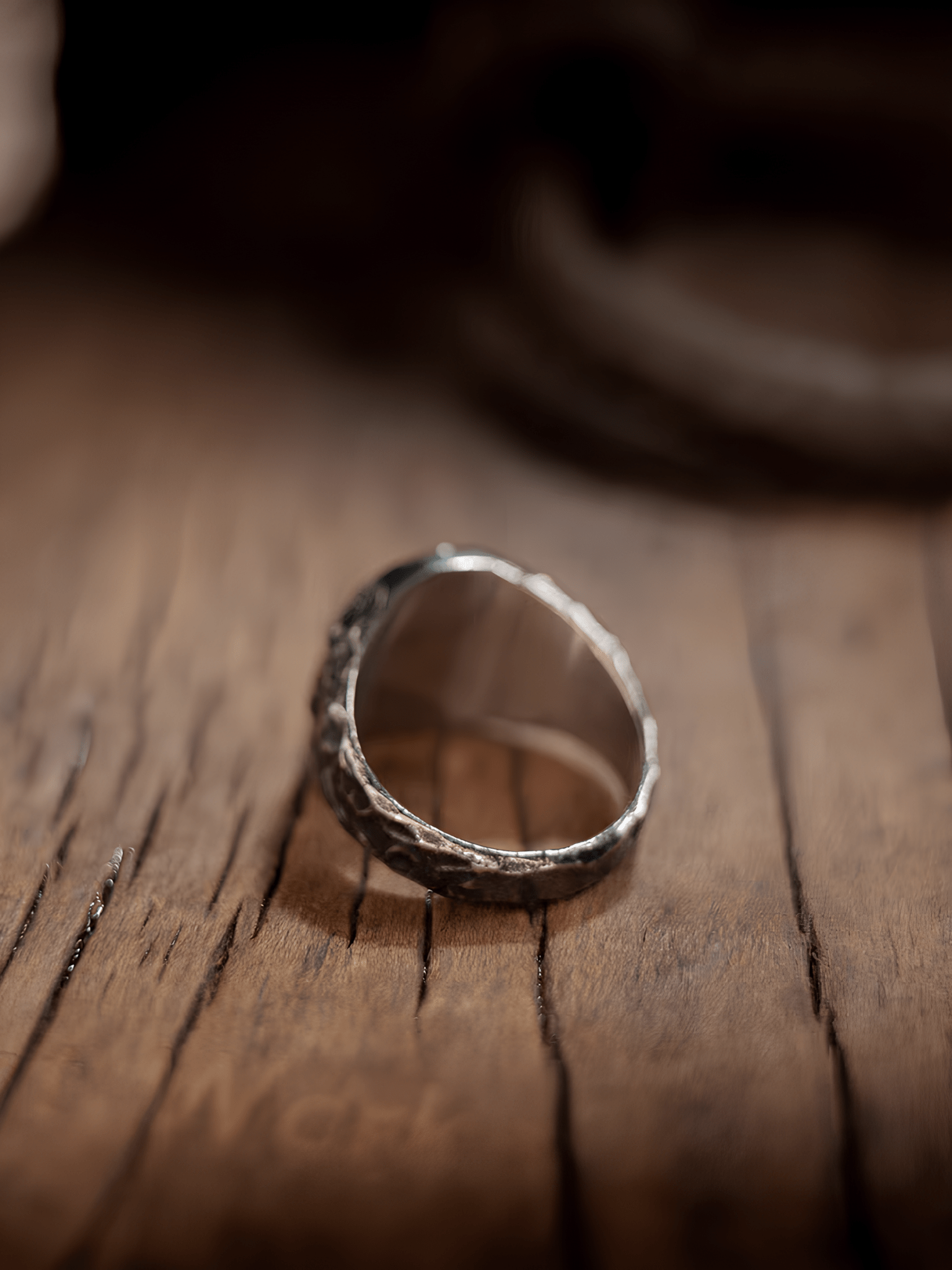 The Seal of Sauron Ring – Vintage Hammered Stainless Steel Signet - Night Works