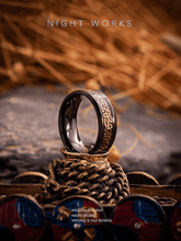 Threefold Balance Celtic Triquetra Ring – Black & Gold Band - Night Works