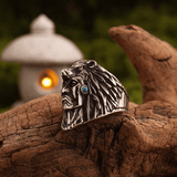 Tribal Chief Turquoise Ring – Vintage Fred Harvey Style Titanium Steel - Night Works