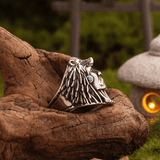 Tribal Chief Turquoise Ring – Vintage Fred Harvey Style Titanium Steel - Night Works