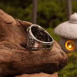 Tribal Chief Turquoise Ring – Vintage Fred Harvey Style Titanium Steel - Night Works