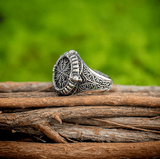 Vegvísir Viking Compass Ring – Norse Protection Talisman - Night Works