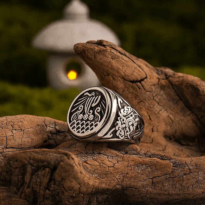 Viking Longship Adventure Ring – Norse Titanium Steel Ring - Night Works