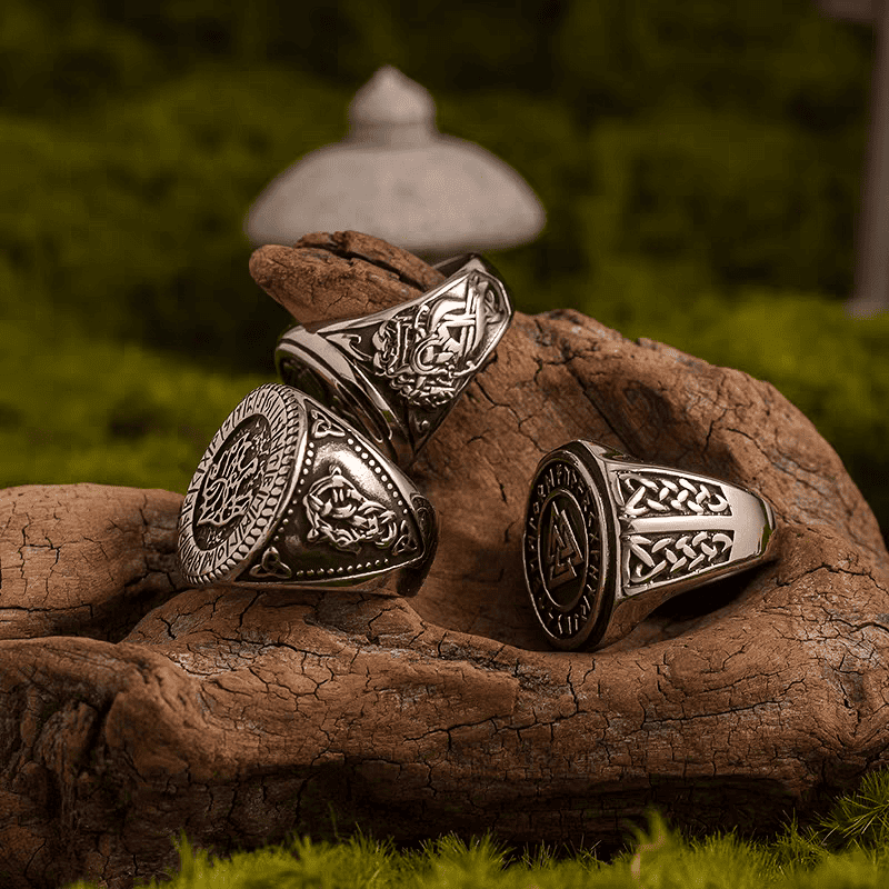 Viking Valhalla Rune Ring – Titanium Steel Signet Ring - Night Works