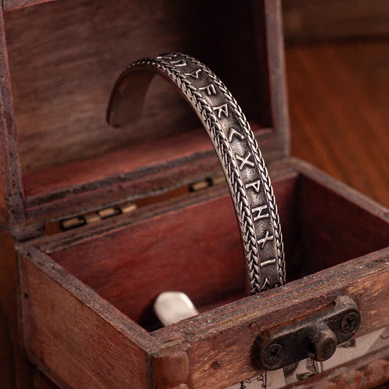 Freyr Rune Viking Bracelet – Adjustable Norse Mythology Stainless Steel Cuff