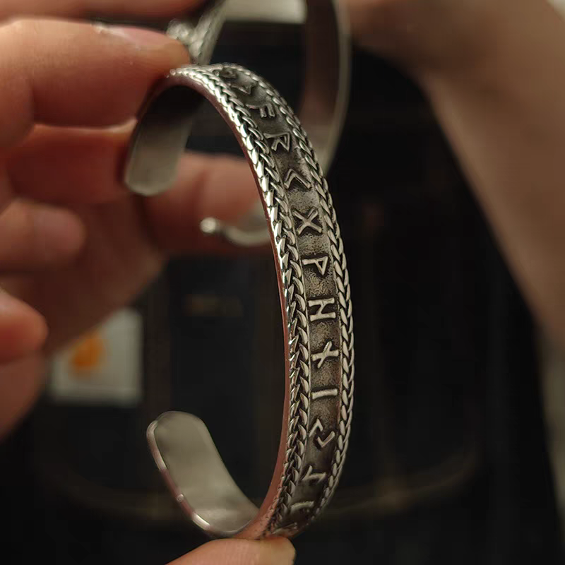 Freyr Rune Viking Bracelet – Adjustable Norse Mythology Stainless Steel Cuff