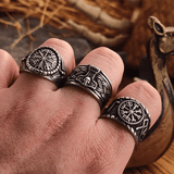 Aegishjalmur Helm of Awe Ring – Norse Viking Titanium Steel Rune Ring - Night Works