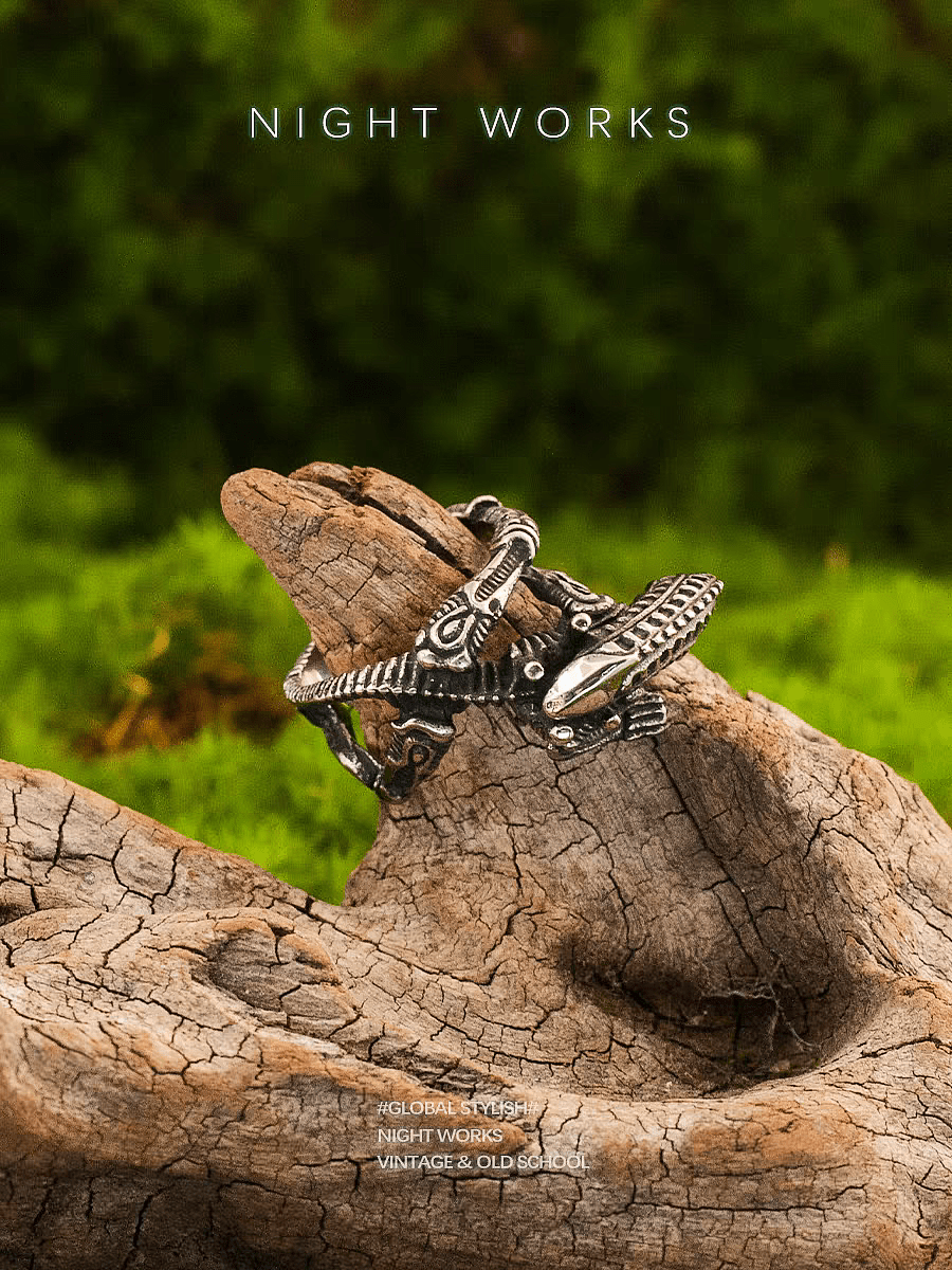 Alien Xenomorph Ring – Gothic Titanium Steel Band - Night Works