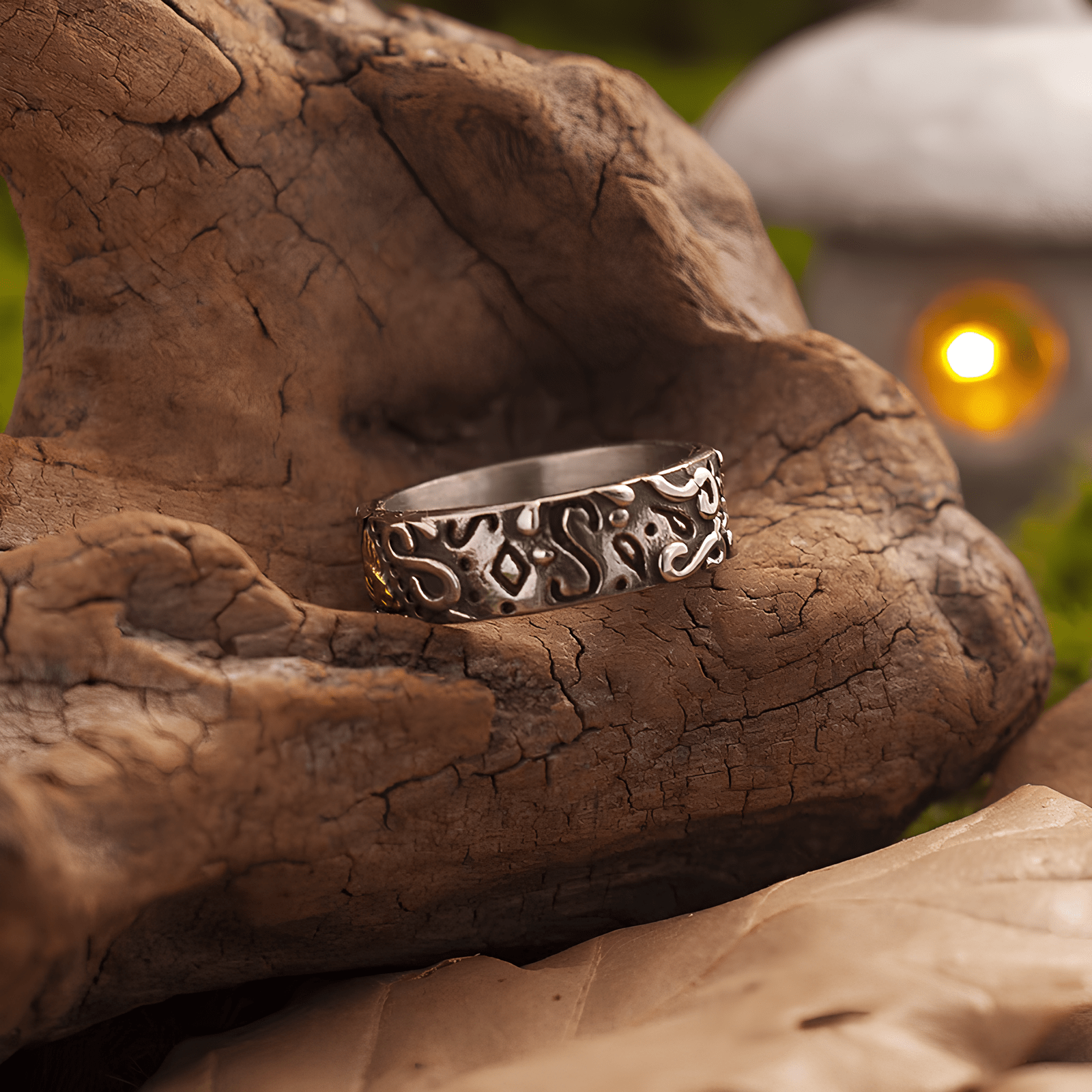 All - Seeing Eye Gold Accent Ring – Vintage Titanium Steel Band - Night Works