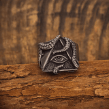 All - Seeing Eye Octopus Ring – Dark Titanium Steel Gothic Band - Night Works