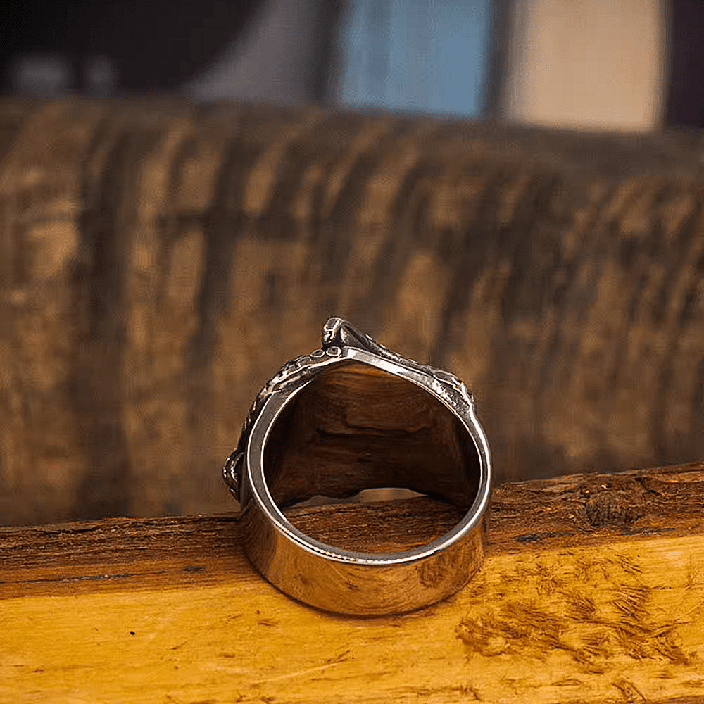 All - Seeing Eye Octopus Ring – Dark Titanium Steel Gothic Band - Night Works