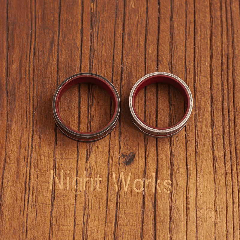 Ancala Red Wood Ring – Nordic Rune Stainless Steel Ring - Night Works