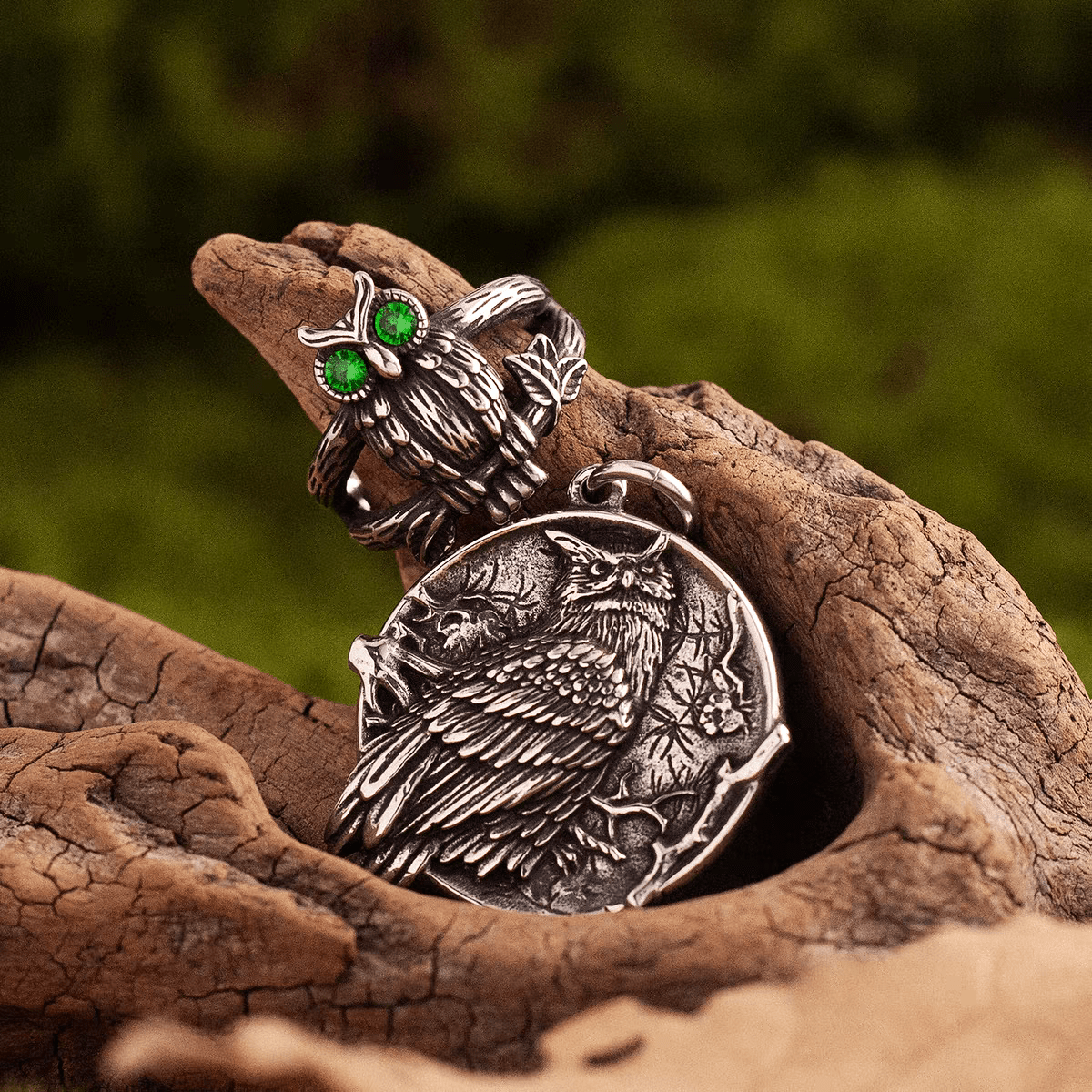 Athena’s Owl Ring – Greek Mythology Titanium Steel Band - Night Works