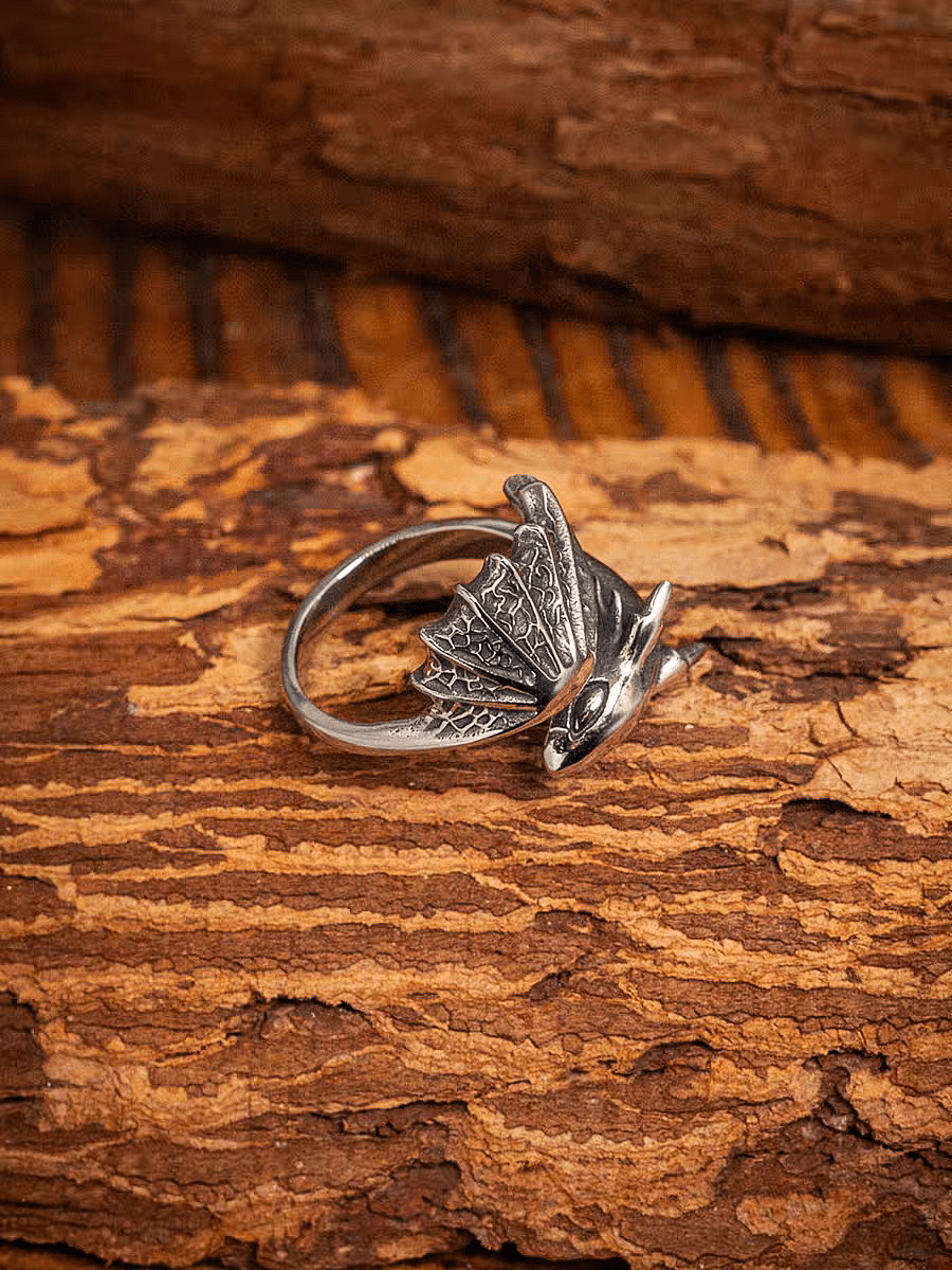 Baby Dragon Ring – Adjustable Titanium Steel Fantasy Band - Night Works