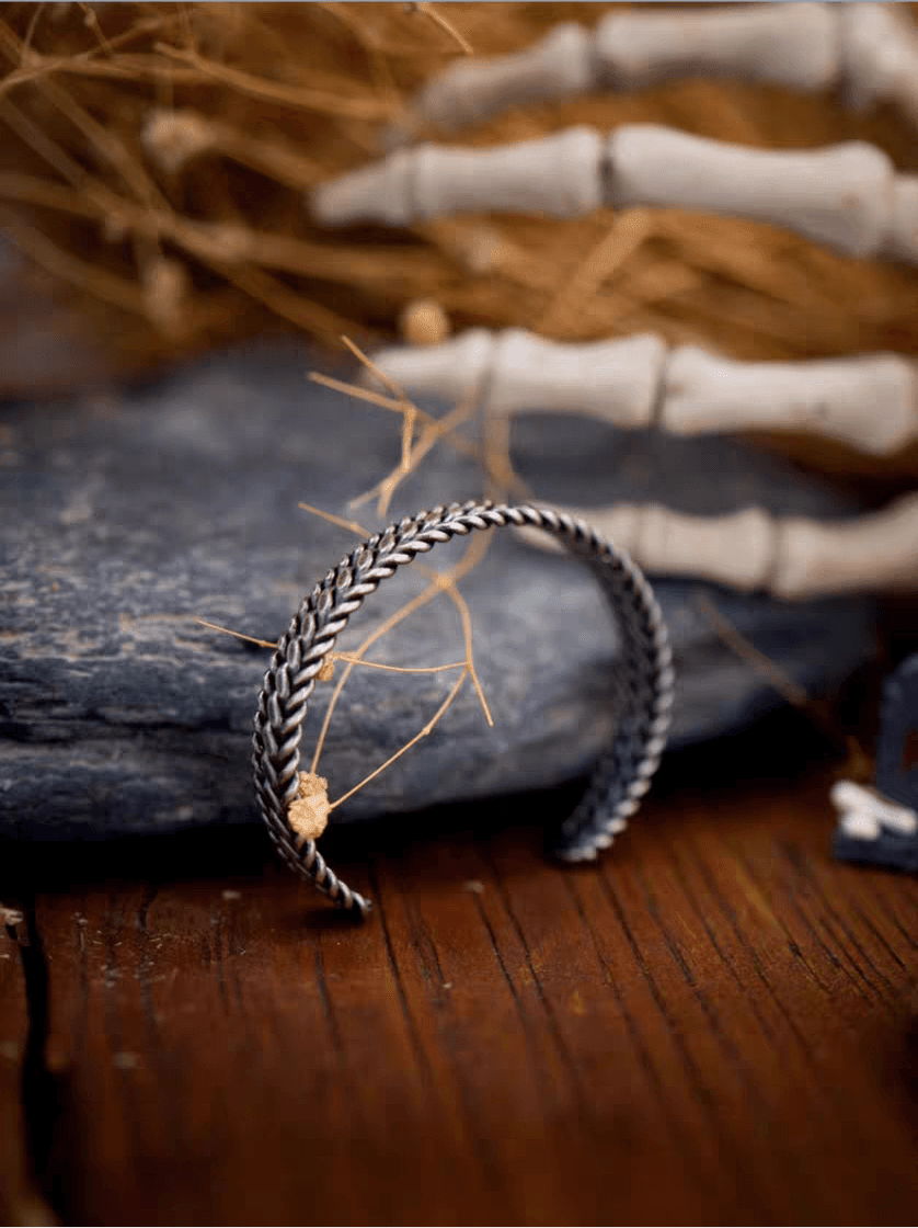 Barbed Rope & Twisted Open Cuff Bracelet – Adjustable Titanium Steel - Night Works