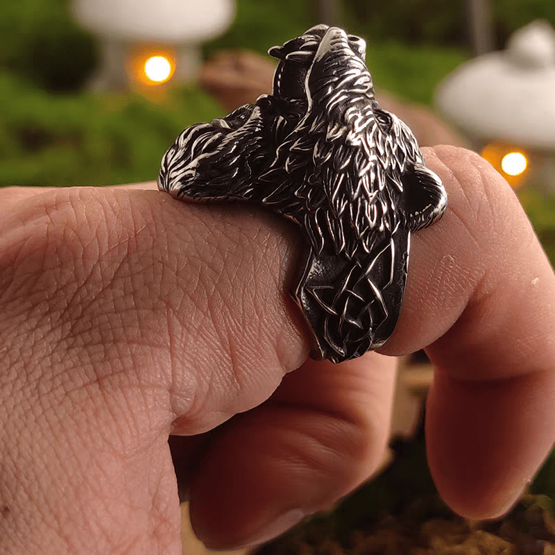 Berserker’s Fury Ring – Viking Bear Head Titanium Steel - Night Works
