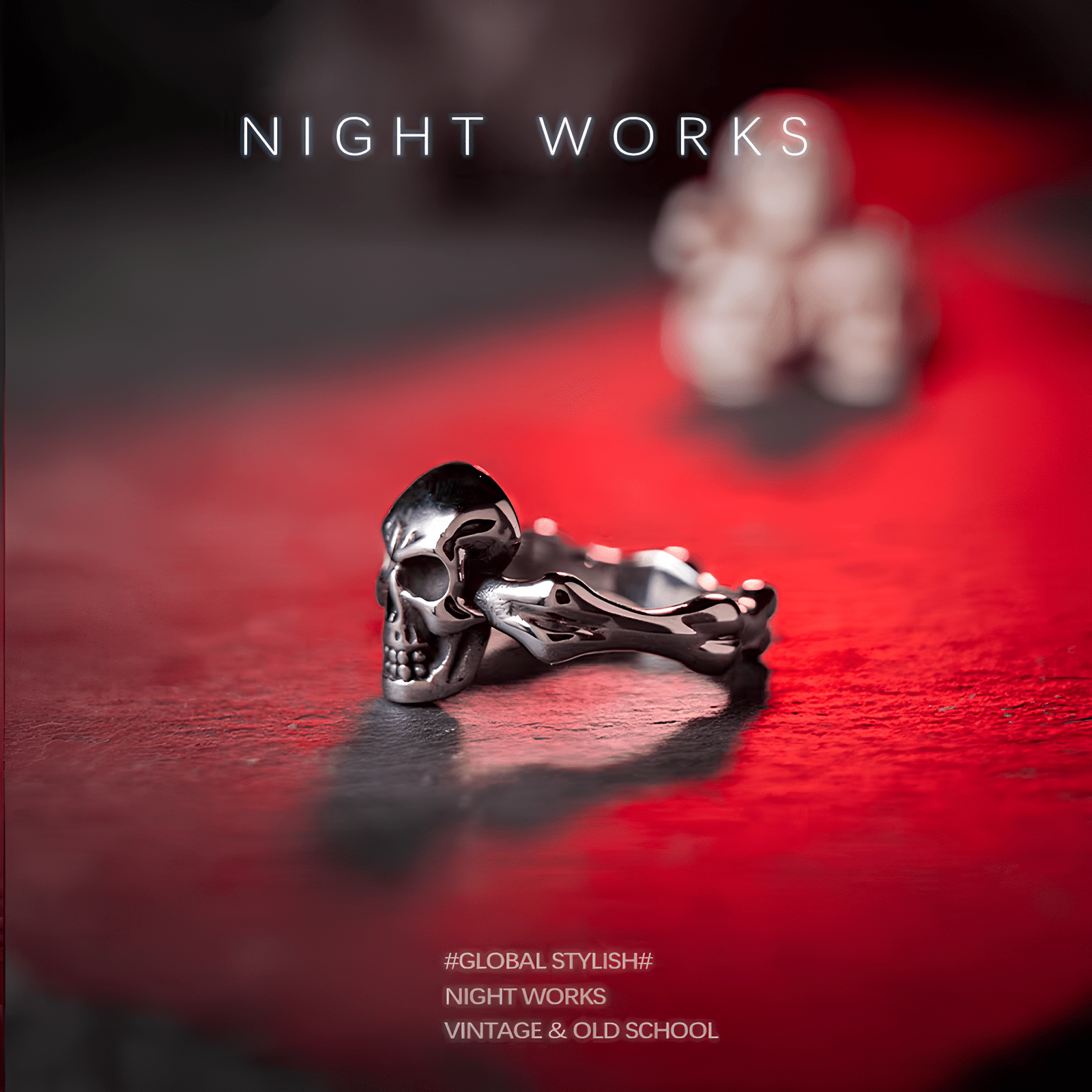 Breath of Death Gothic Skull Titanium Steel Ring - Night Works