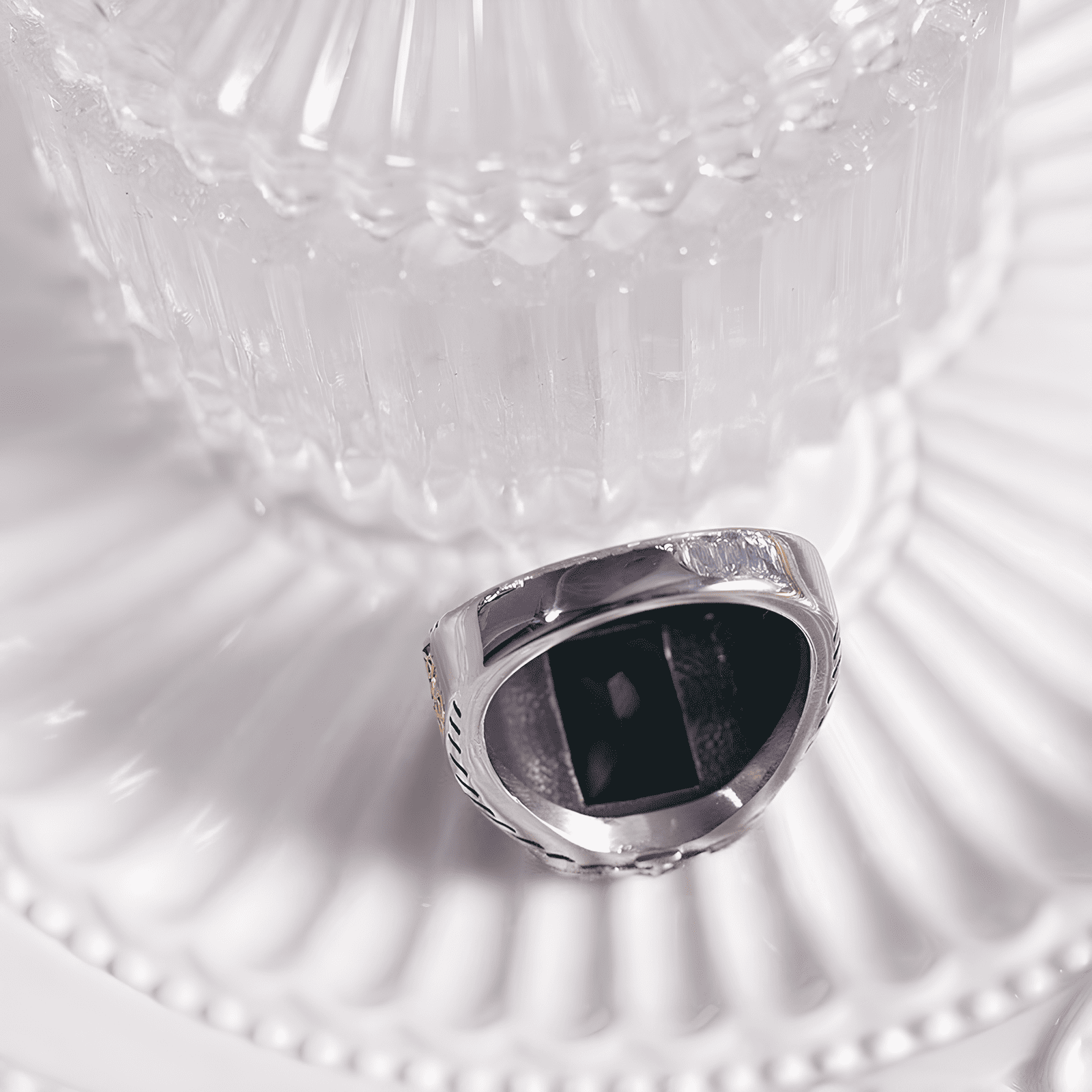 Byzantine Legacy Ring - Vintage Green Gem Gold Engraved - Night Works