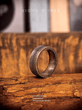 Celtic Knot Vintage Ring – Wide Titanium Steel Band - Night Works