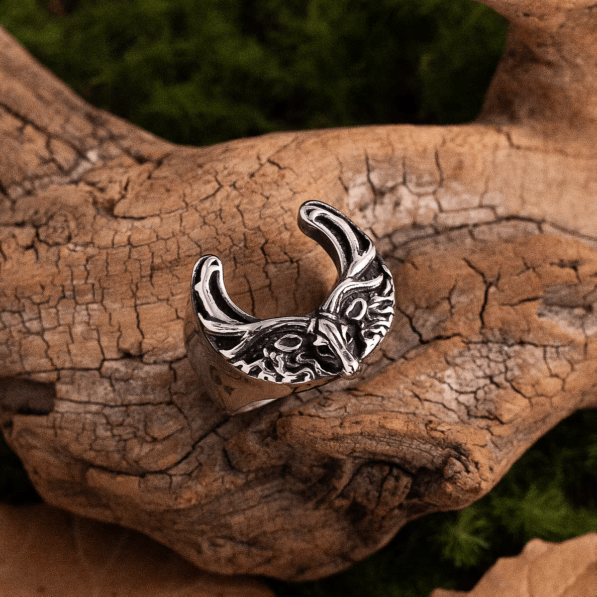Cernunnos Antler Ring – Celtic Pagan Titanium Steel Band - Night Works