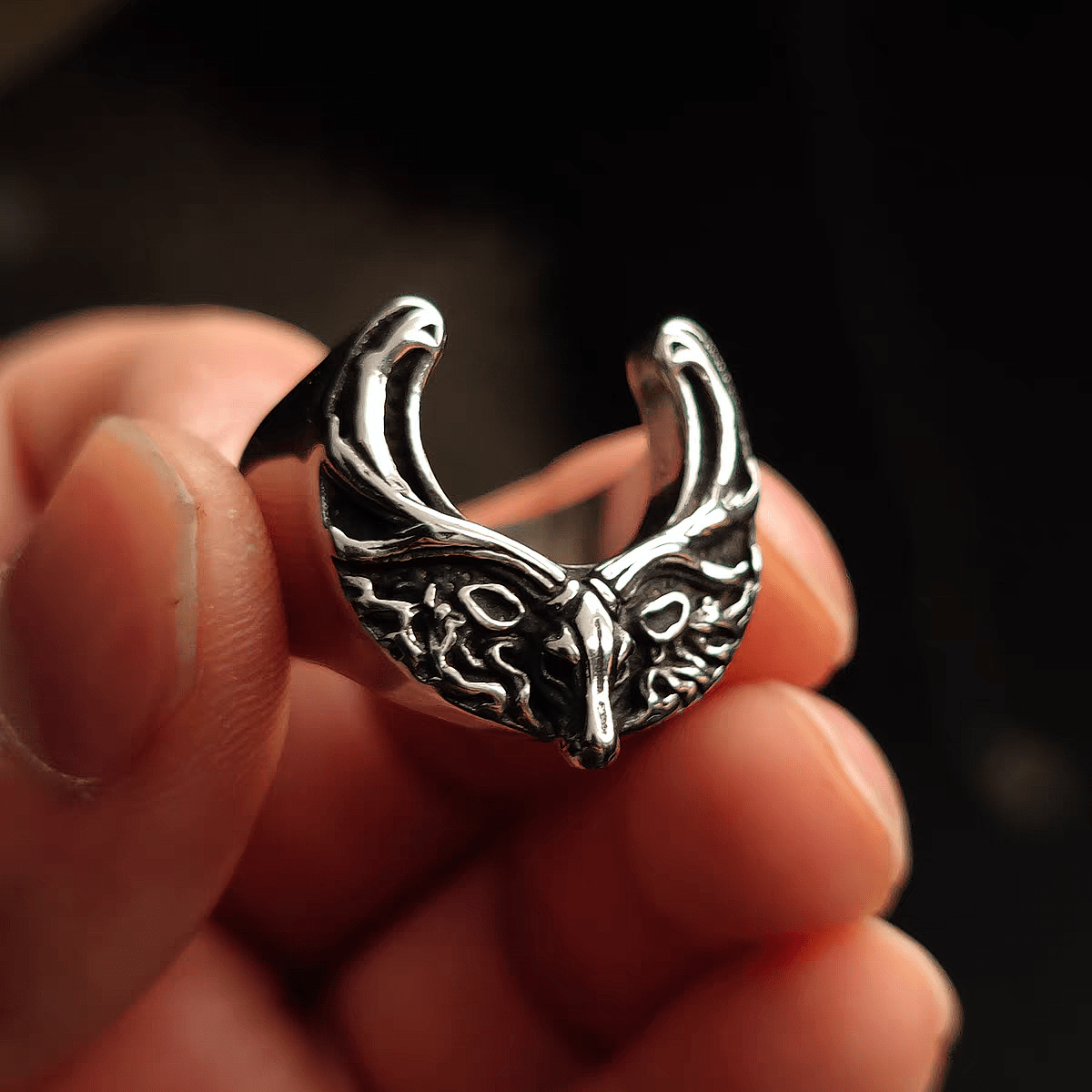 Cernunnos Antler Ring – Celtic Pagan Titanium Steel Band - Night Works