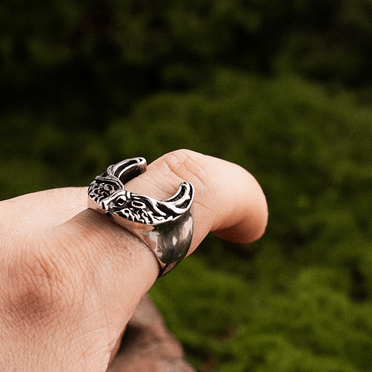 Cernunnos Antler Ring – Celtic Pagan Titanium Steel Band - Night Works