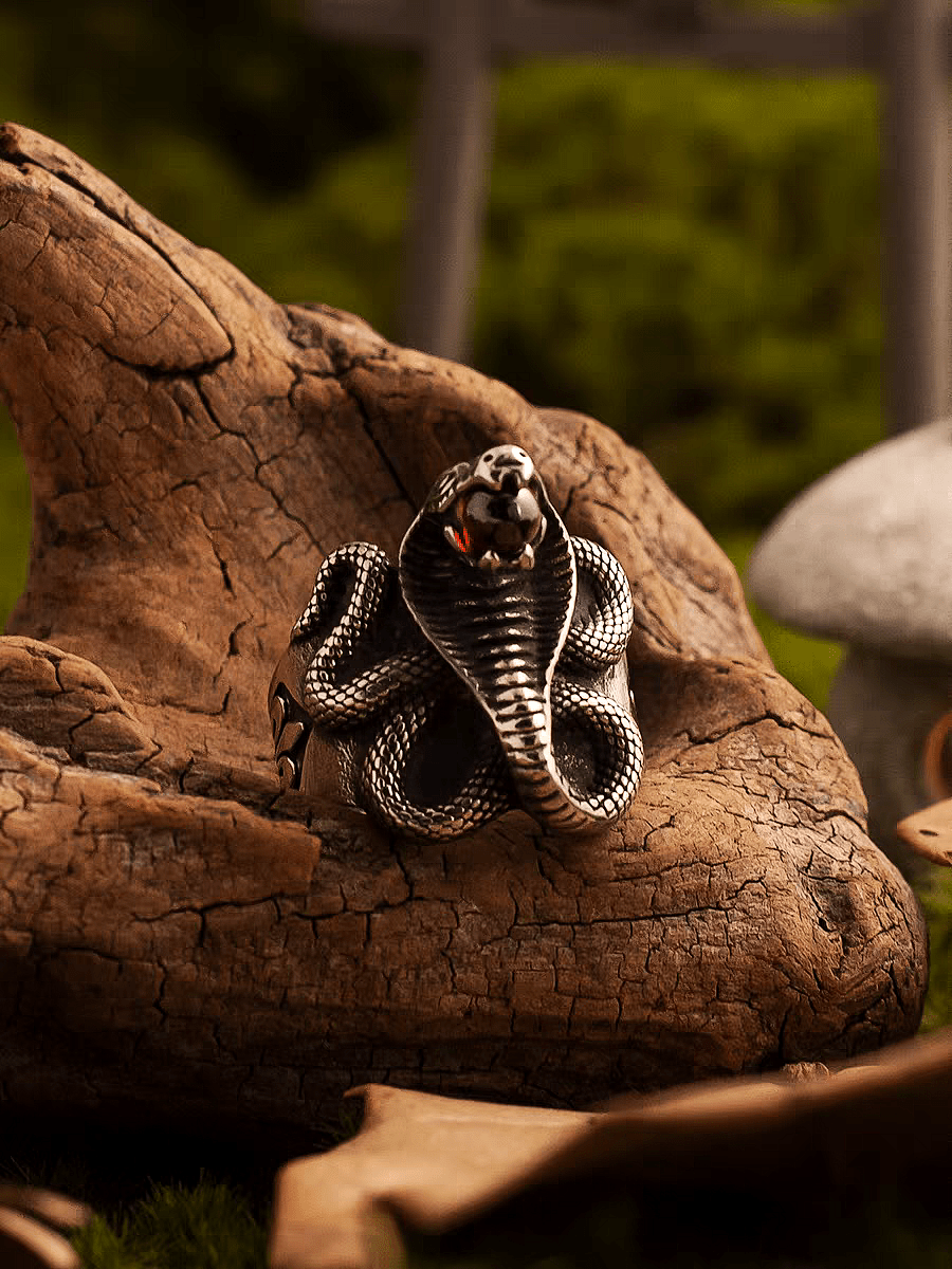 Cobra of Solomon Ring – Gothic Serpent Titanium Steel - Night Works