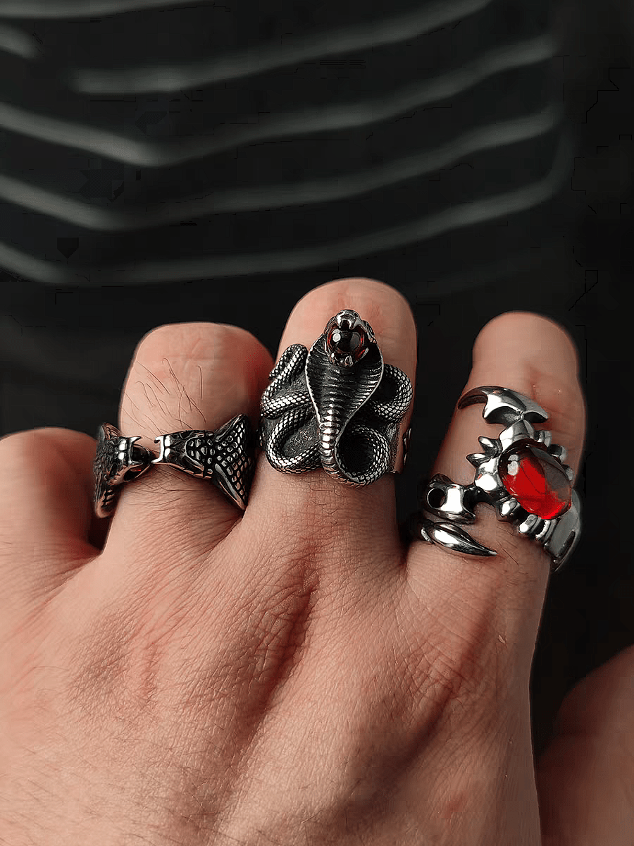 Cobra of Solomon Ring – Gothic Serpent Titanium Steel - Night Works
