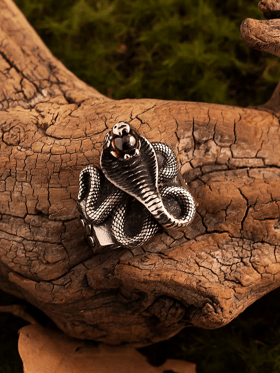 Cobra of Solomon Ring – Gothic Serpent Titanium Steel - Night Works