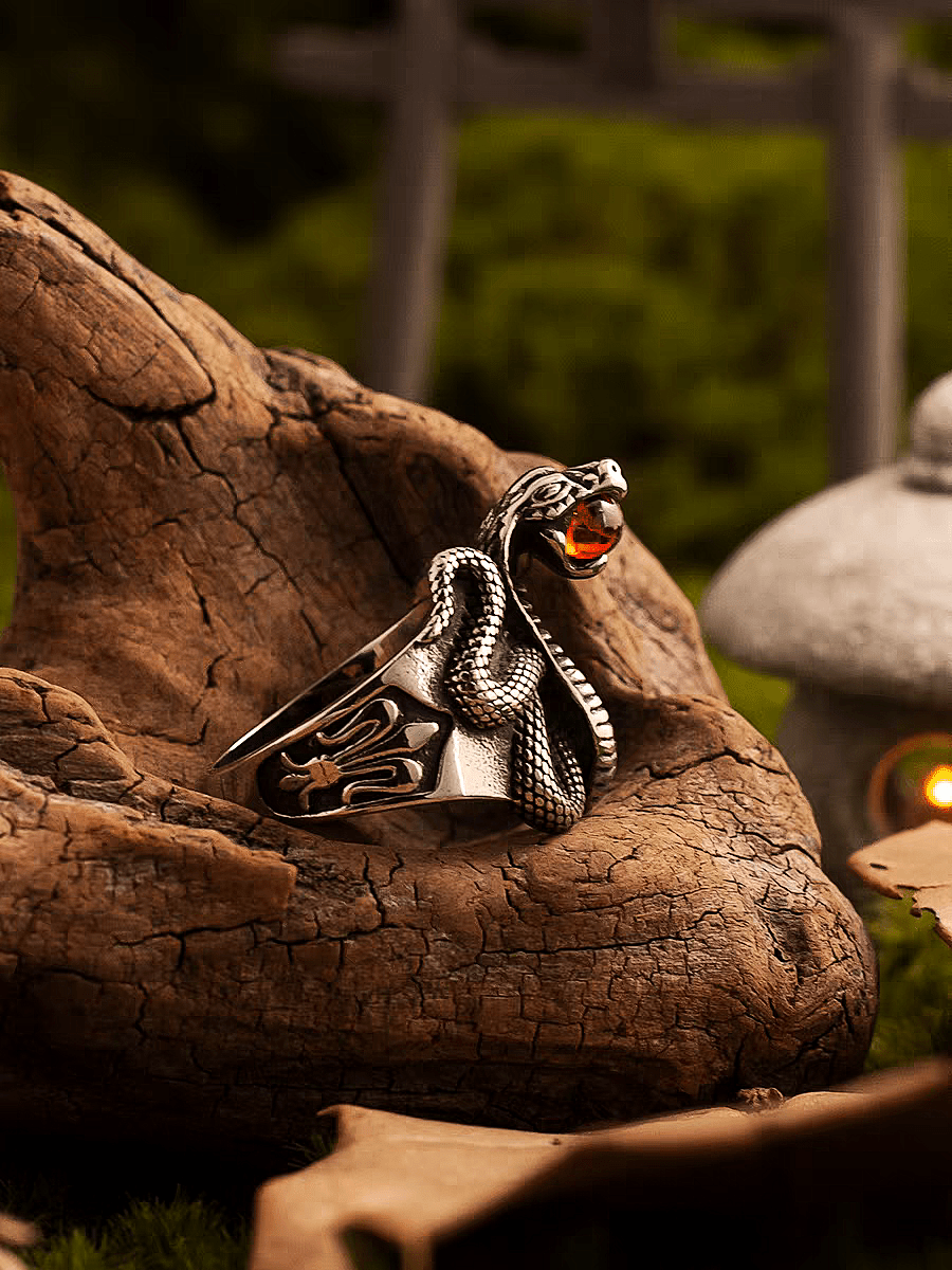 Cobra of Solomon Ring – Gothic Serpent Titanium Steel - Night Works