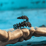 Conflict Spine Ring – Dark Vintage Titanium Steel Gothic Band - Night Works