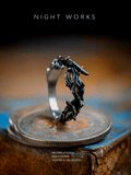 Crown of Thorns Ring – Dark Vintage Titanium Steel Band - Night Works