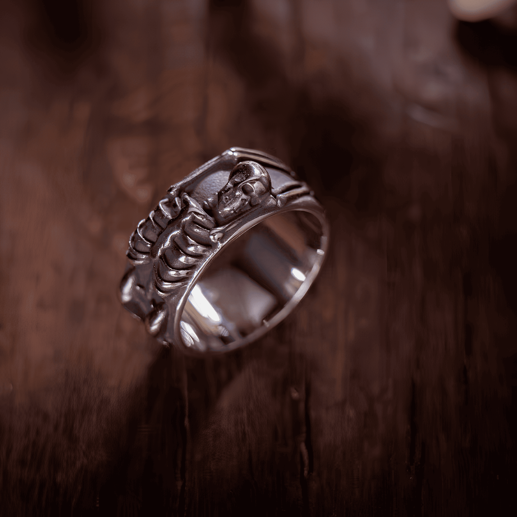 Cycle of Life Skeleton Wide Band Ring - Night Works