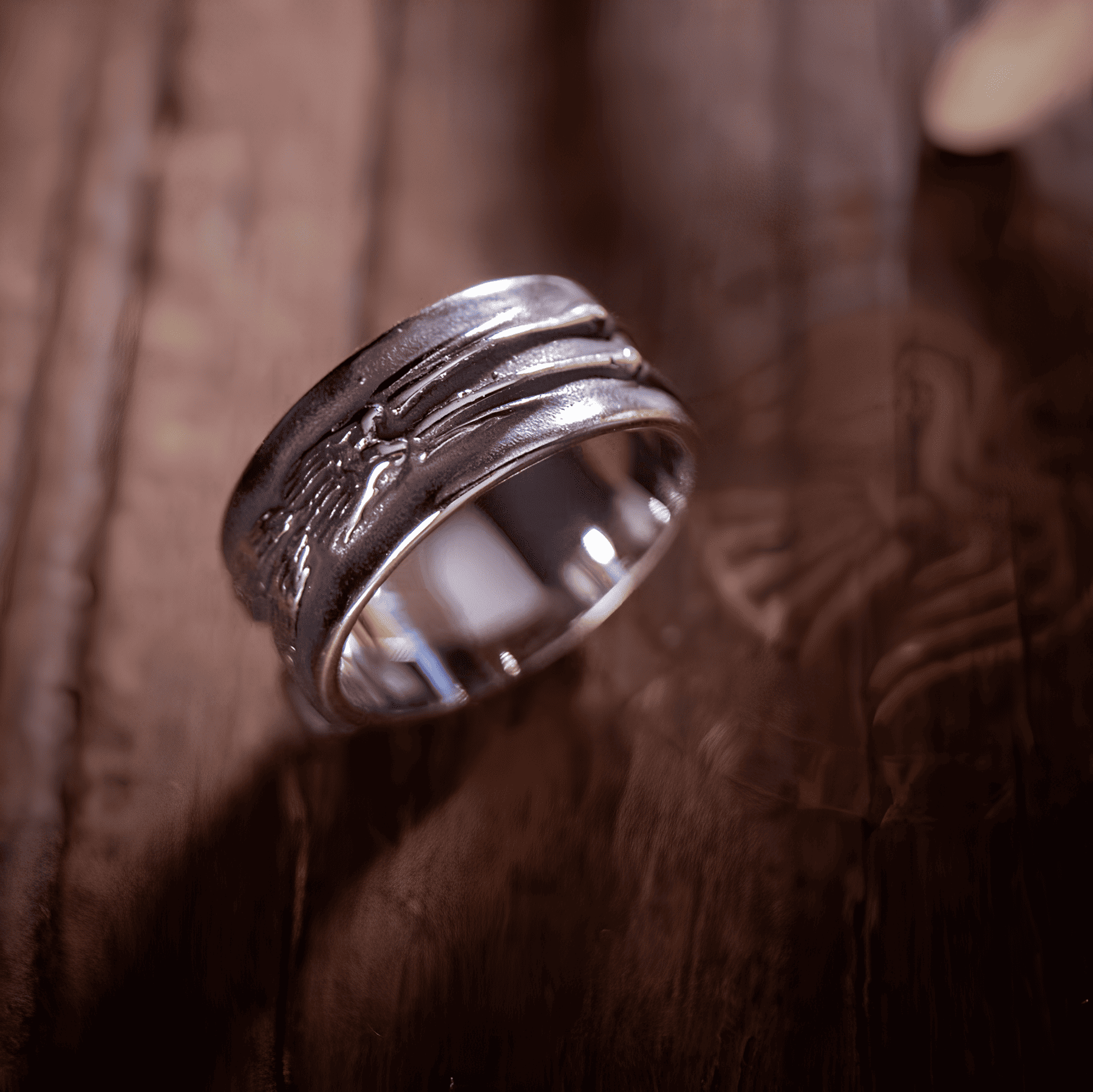 Cycle of Life Skeleton Wide Band Ring - Night Works