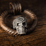 Day of the Dead Floral Skull Gothic Titanium Steel Ring - Night Works